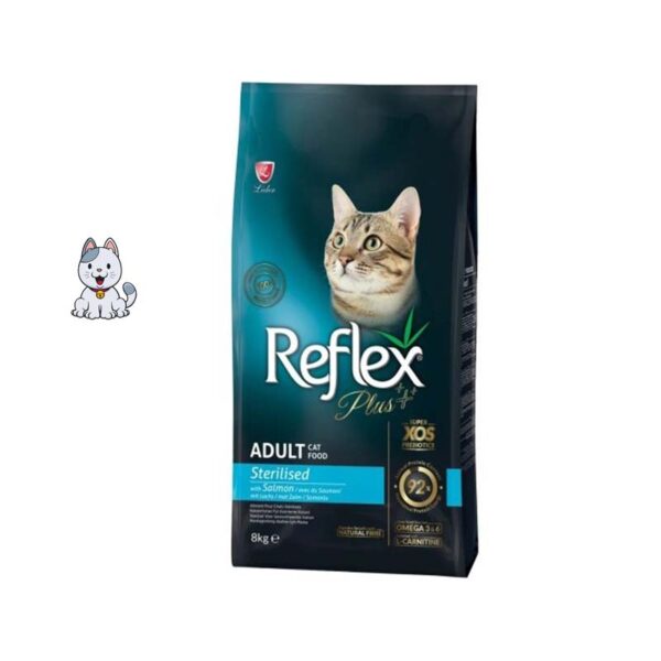 غذا خشک گربه عقیم شده با طعم ماهی رفلکس پلاس وزن 8 کیلوگرم Reflex Plus Sterilised