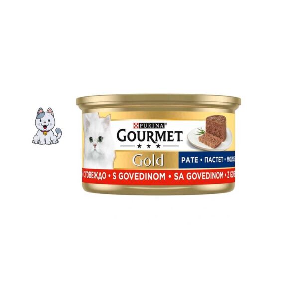 کنسرو گربه گورمت طعم گوشت گاو مدل پته 85 گرم Gourmet